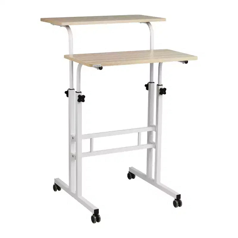Bureau réglable en hauteur blanc avec rangement latéral