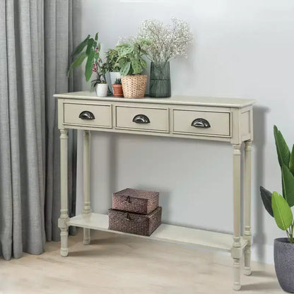 Console avec 3 tiroirs, 39,5 po l. x 32 po H x 9 po P