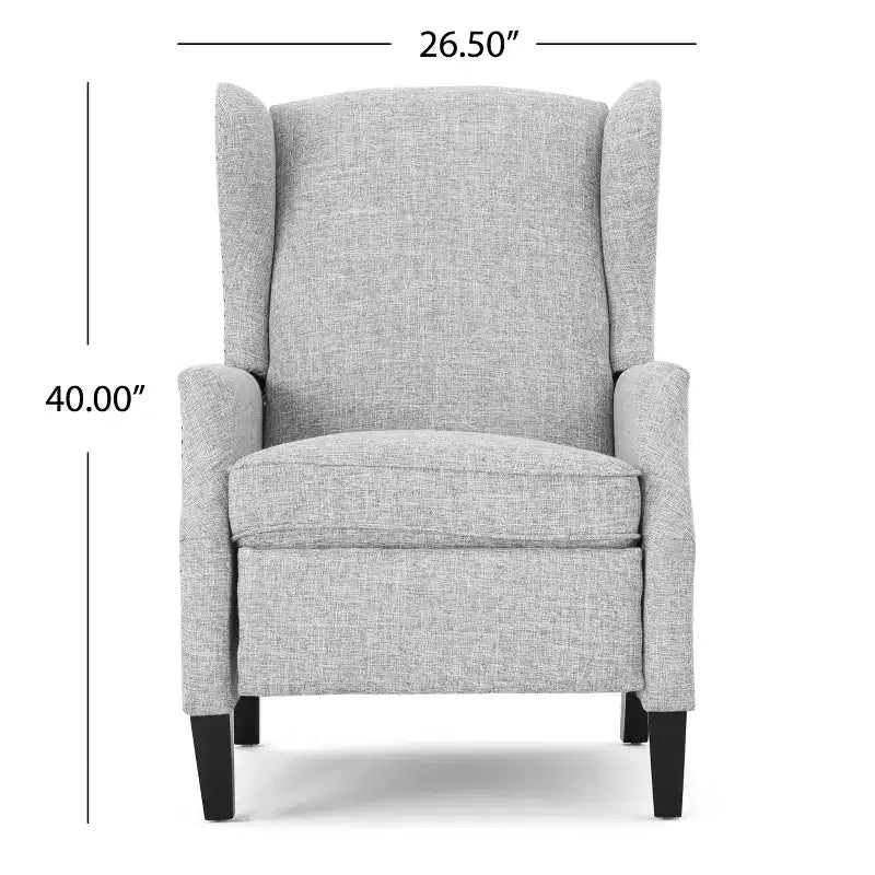 Fauteuil inclinable contemporain en tissu avec oreilles, système push-back et clous décoratifs