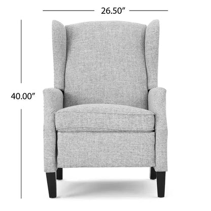 Fauteuil inclinable contemporain en tissu avec oreilles, système push-back et clous décoratifs