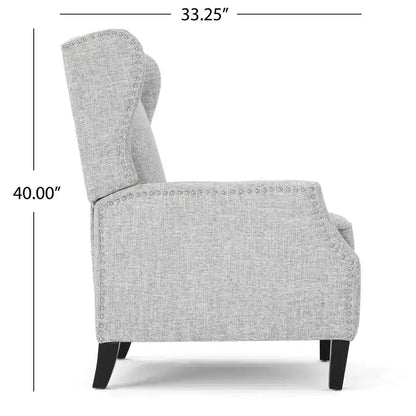 Fauteuil inclinable contemporain en tissu avec oreilles, système push-back et clous décoratifs