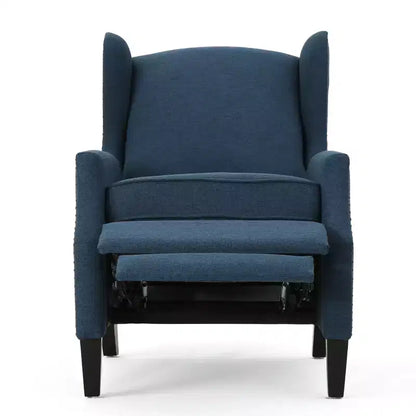 Fauteuil inclinable contemporain en tissu avec oreilles, système push-back et clous décoratifs