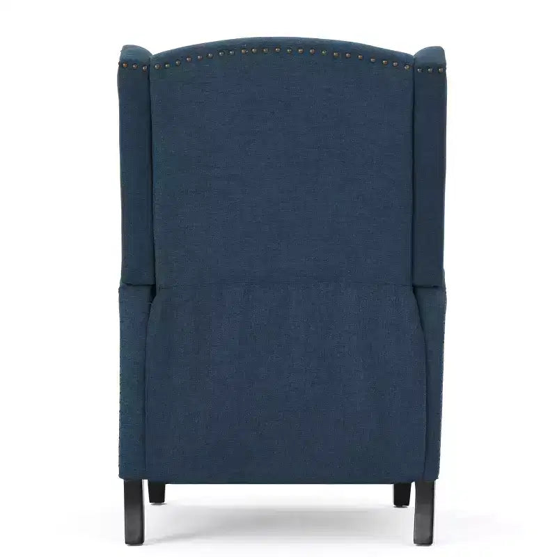 Fauteuil inclinable contemporain en tissu avec oreilles, système push-back et clous décoratifs