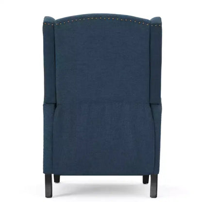 Fauteuil inclinable contemporain en tissu avec oreilles, système push-back et clous décoratifs