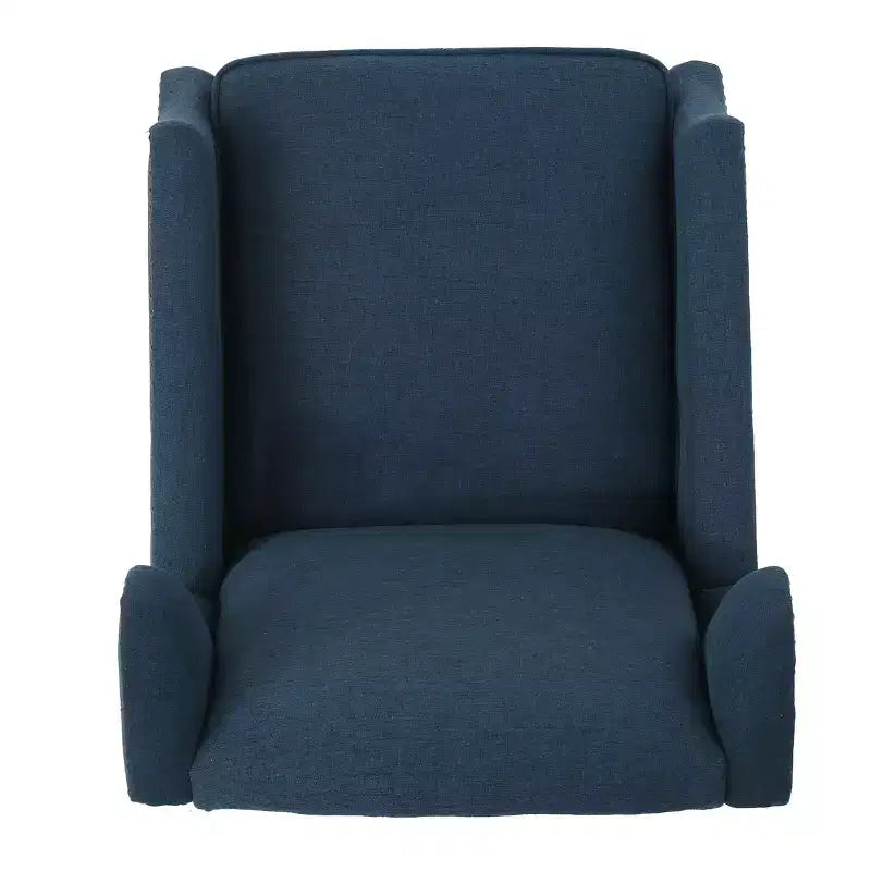 Fauteuil inclinable contemporain en tissu avec oreilles, système push-back et clous décoratifs
