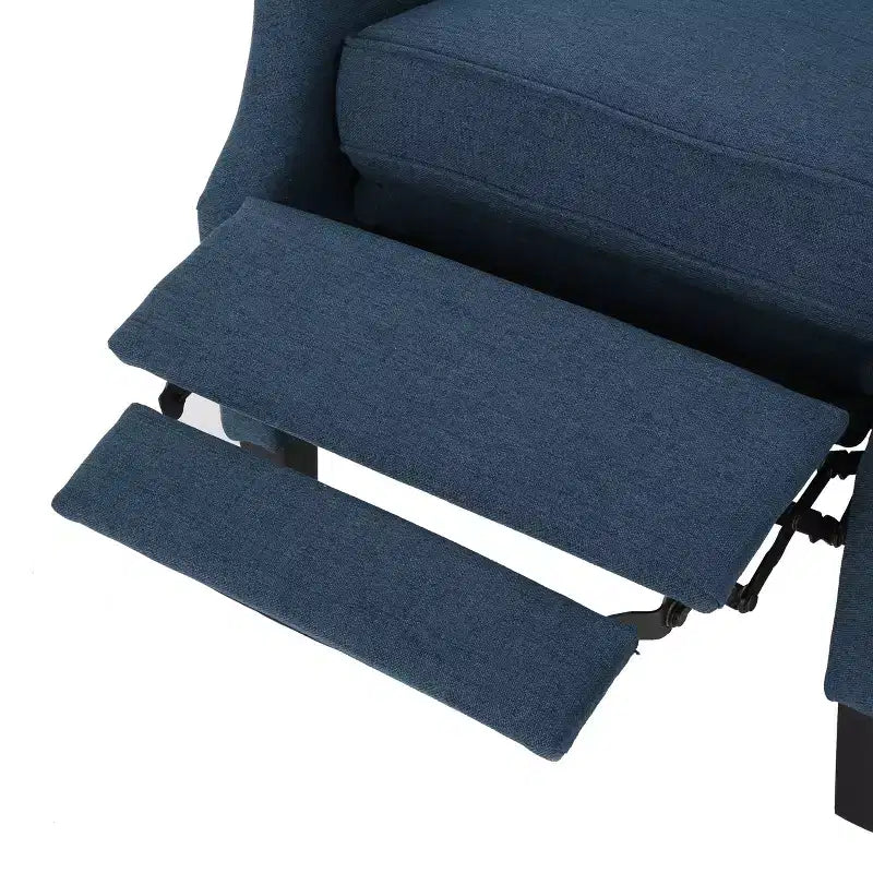 Fauteuil inclinable contemporain en tissu avec oreilles, système push-back et clous décoratifs