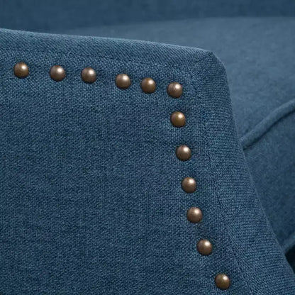 Fauteuil inclinable contemporain en tissu avec oreilles, système push-back et clous décoratifs