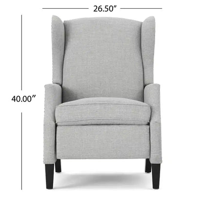 Fauteuil inclinable contemporain en tissu avec oreilles, système push-back et clous décoratifs