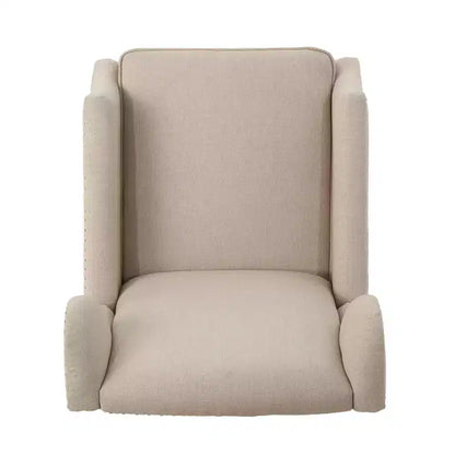 Fauteuil inclinable contemporain en tissu avec oreilles, système push-back et clous décoratifs