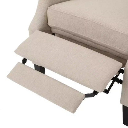 Fauteuil inclinable contemporain en tissu avec oreilles, système push-back et clous décoratifs