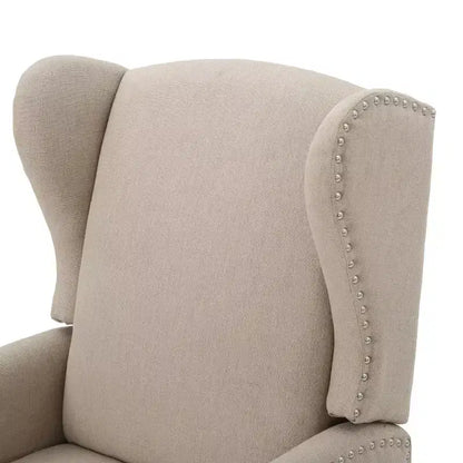 Fauteuil inclinable contemporain en tissu avec oreilles, système push-back et clous décoratifs