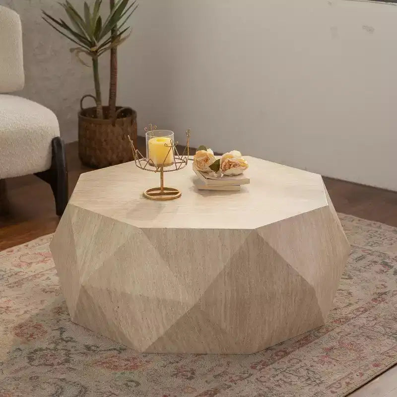 GDFStudio Beaufort Modern 37.4 Irregular Drum Fir Wood Coffee Table