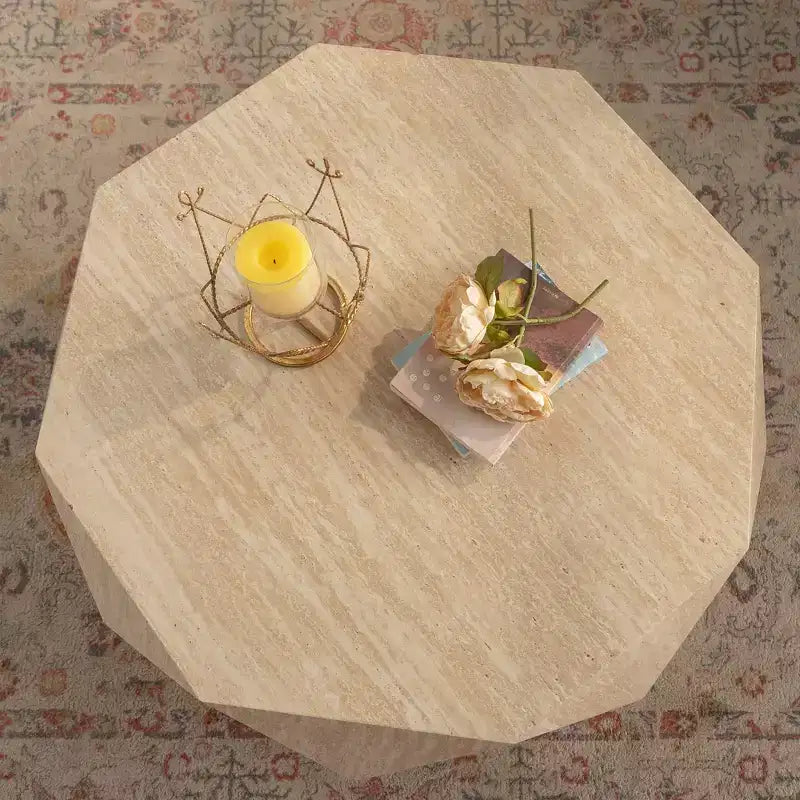 Table basse en bois de sapin tambour irrégulier moderne de 95 cm