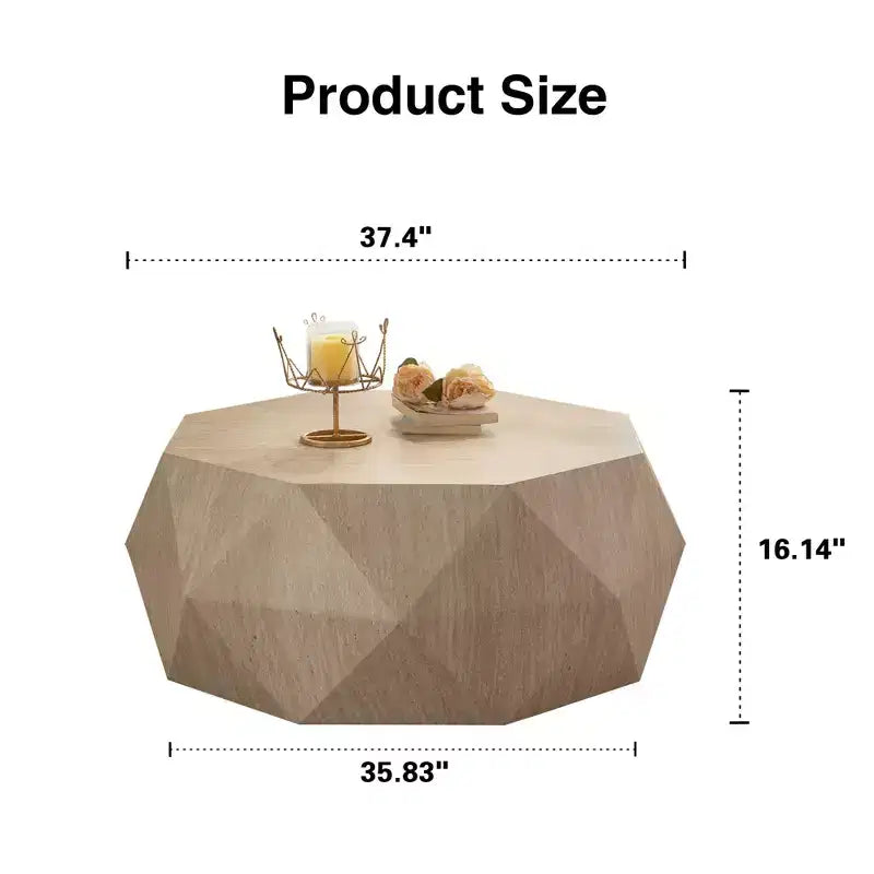 Table basse en bois de sapin tambour irrégulier moderne de 95 cm