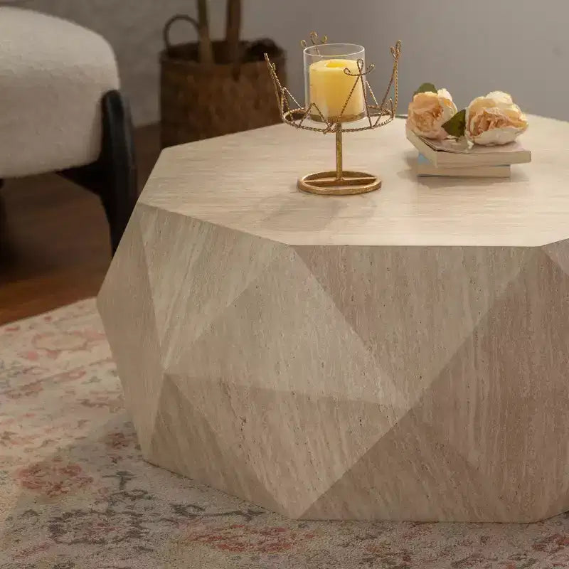 Table basse en bois de sapin tambour irrégulier moderne de 95 cm