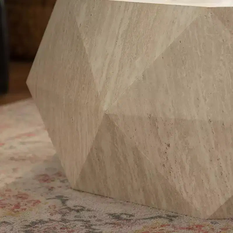 Table basse en bois de sapin tambour irrégulier moderne de 95 cm