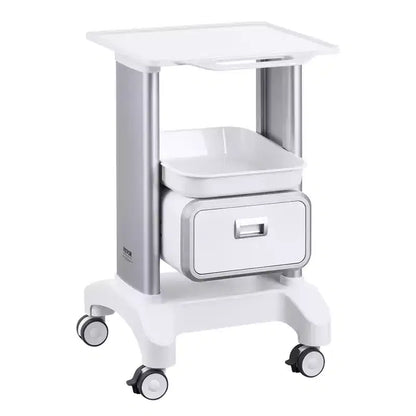 VEVOR 2 Tiers Lab Carts, Lab Utility Cart with 1 Drawer & 1 Top Tray, Mobile Medical Cart with ABS Material, Lab Rolling Cart