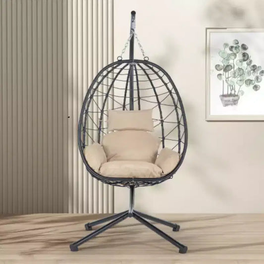 Egg Chair with Stand Indoor Outdoor Swing Chair Patio Wicker Hanging Egg Chair Hanging Basket Chair Hammock Chair