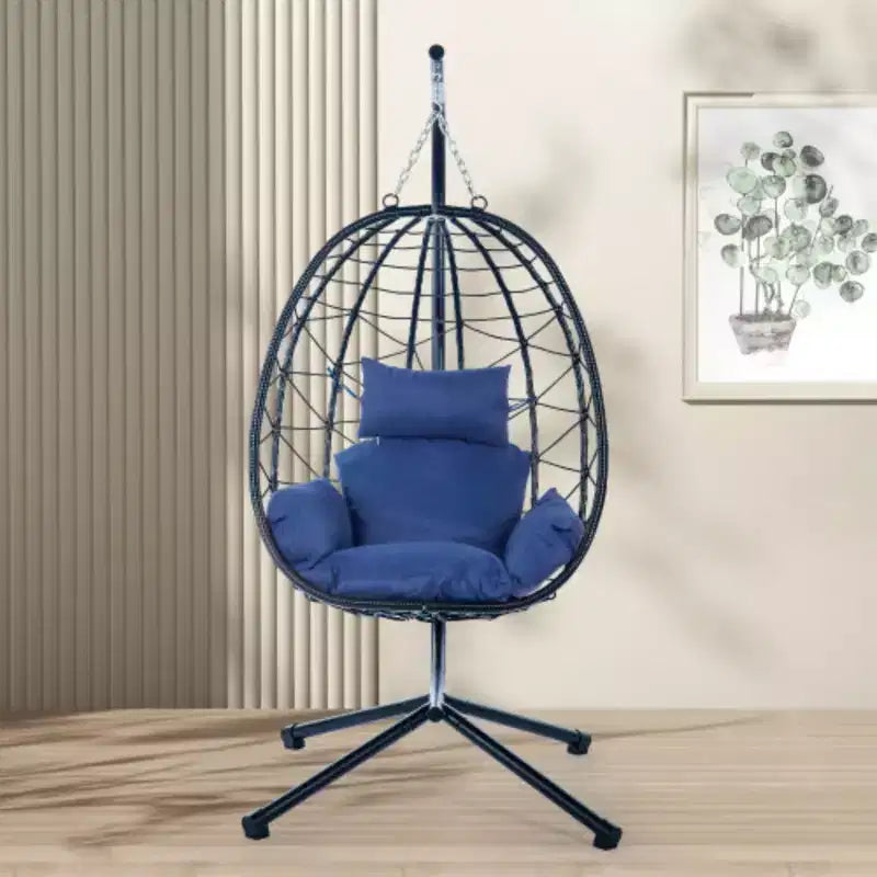 Fauteuil œuf sur pied, balancelle d'intérieur et d'extérieur, fauteuil suspendu en osier pour terrasse, fauteuil panier suspendu, fauteuil hamac