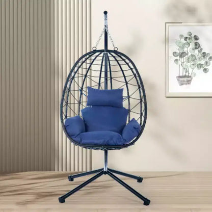 Fauteuil œuf sur pied, balancelle d'intérieur et d'extérieur, fauteuil suspendu en osier pour terrasse, fauteuil panier suspendu, fauteuil hamac