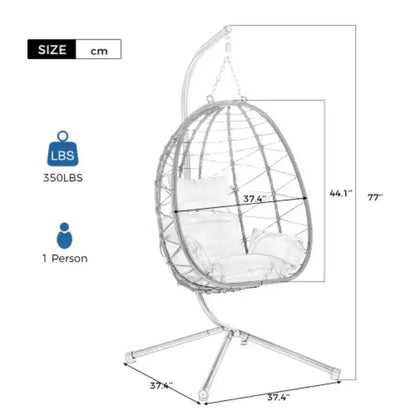Fauteuil œuf sur pied, balancelle d'intérieur et d'extérieur, fauteuil suspendu en osier pour terrasse, fauteuil panier suspendu, fauteuil hamac