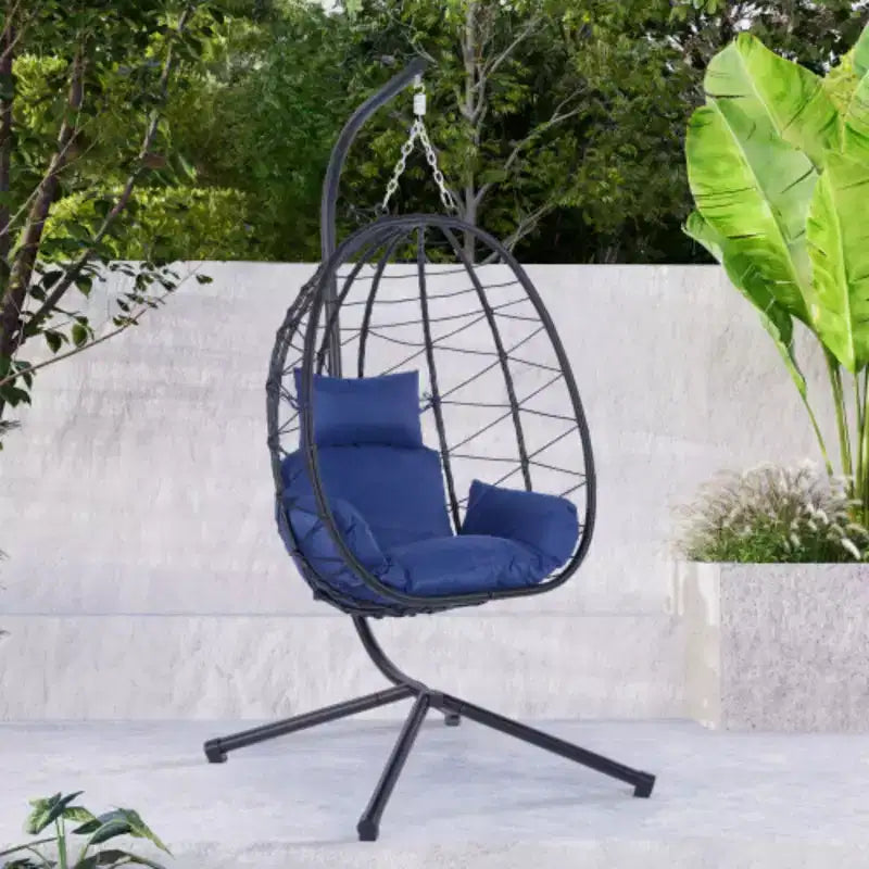 Fauteuil œuf sur pied, balancelle d'intérieur et d'extérieur, fauteuil suspendu en osier pour terrasse, fauteuil panier suspendu, fauteuil hamac