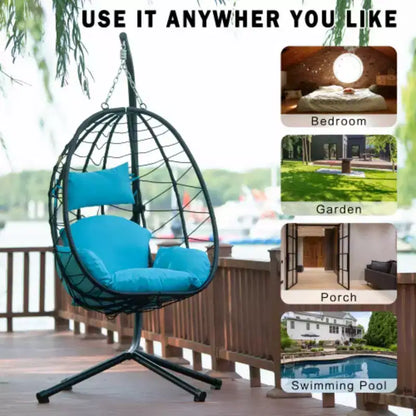 Fauteuil œuf sur pied, balancelle d'intérieur et d'extérieur, fauteuil suspendu en osier pour terrasse, fauteuil panier suspendu, fauteuil hamac