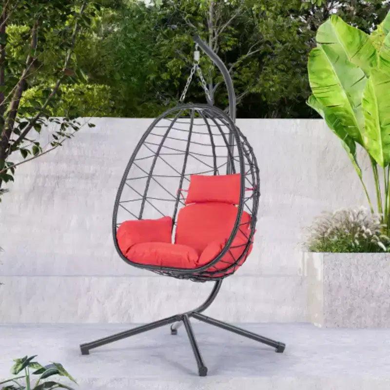 Fauteuil œuf sur pied, balancelle d'intérieur et d'extérieur, fauteuil suspendu en osier pour terrasse, fauteuil panier suspendu, fauteuil hamac