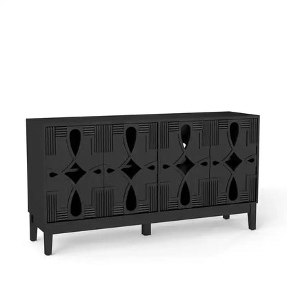 Buffet de rangement, Enfilade scandinave moderne, Buffet de service avec 4 portes creuses et étagères réglables