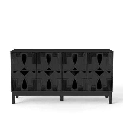 Buffet de rangement, Enfilade scandinave moderne, Buffet de service avec 4 portes creuses et étagères réglables