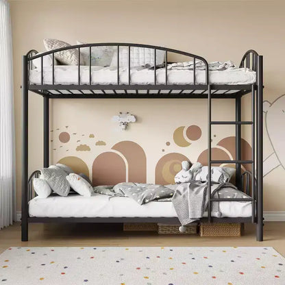 Twin Over Twin Metal Bunk Bed, Heavy-Duty Frame with Arched Guardrails and Safety Ladder, Sturdy Steel Design for Kids, No Box Spring Required.