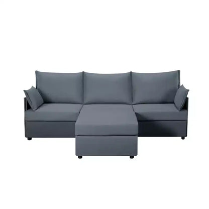 Canapé d'angle 93,7 po avec pouf, canapé d'intérieur en imitation lin.