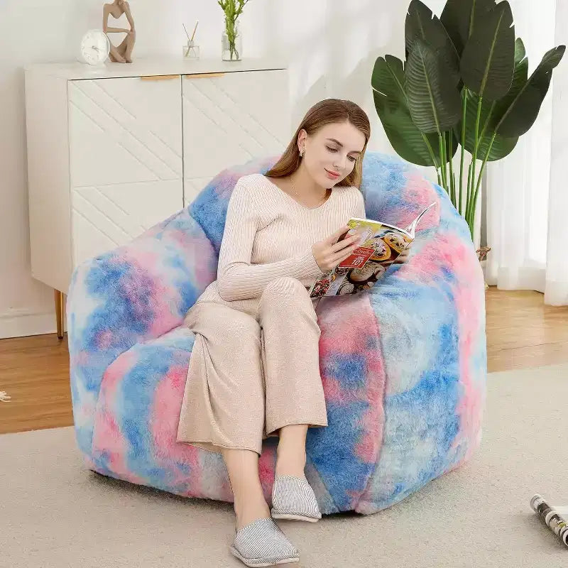 Oversized Bean Bag Chair, Memory Foam Lounger for Adults & Kids, Dorm Room Couch Replacement for Living Rooms, Bedrooms, Blue