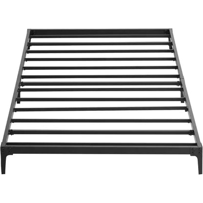 6 Inch Twin Bed Frame, Metal Platform, Twin Size with Heavy Duty Steel Slat Mattress Foundation, No Box Spring Needed, Noise Free, Black
