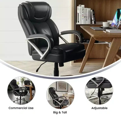 Chaise de bureau ergonomique pivotante en LeatherSoft, série HERCULES, grande taille, capacité de 225 kg