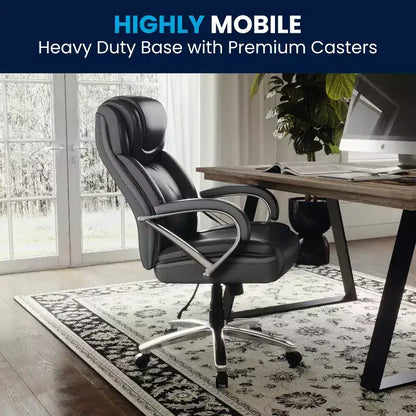Chaise de bureau ergonomique pivotante en LeatherSoft, série HERCULES, grande taille, capacité de 225 kg