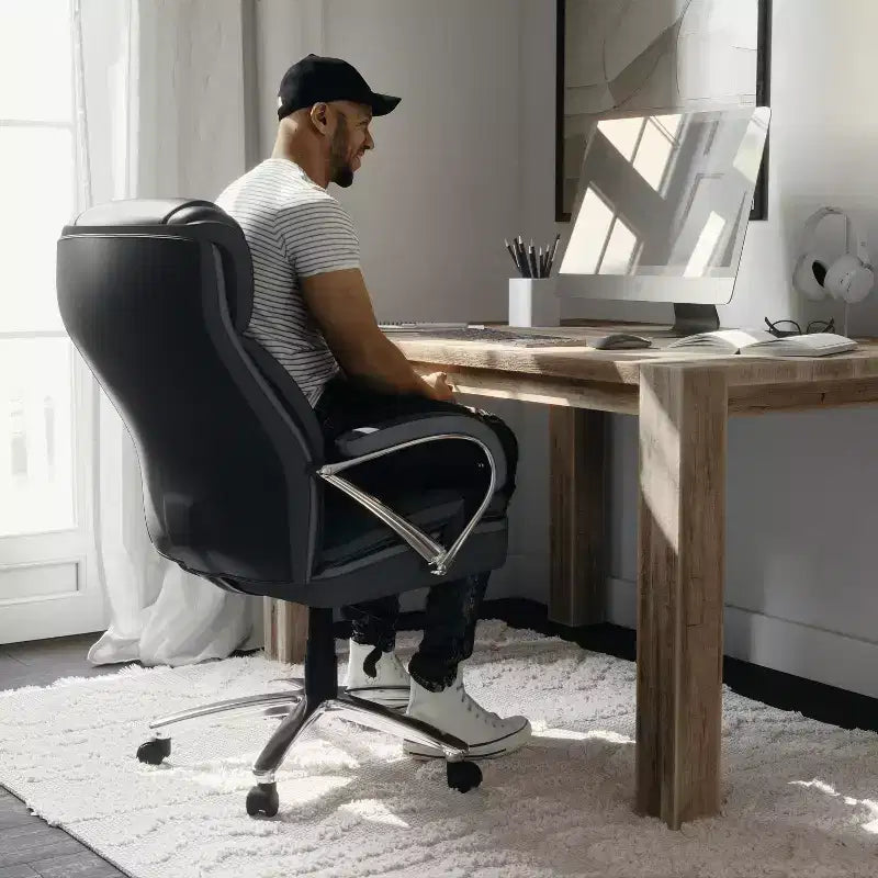 Chaise de bureau ergonomique pivotante en LeatherSoft, série HERCULES, grande taille, capacité de 225 kg
