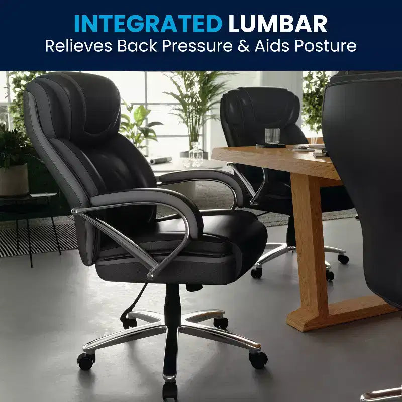 Chaise de bureau ergonomique pivotante en LeatherSoft, série HERCULES, grande taille, capacité de 225 kg