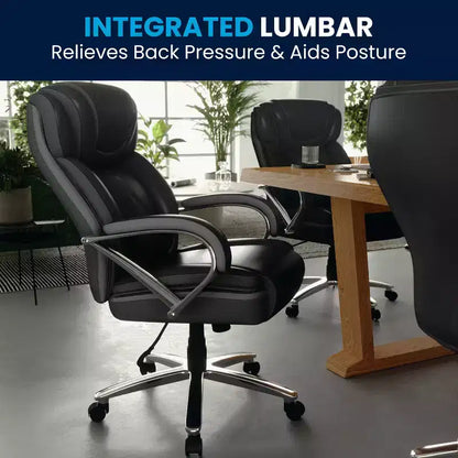 Chaise de bureau ergonomique pivotante en LeatherSoft, série HERCULES, grande taille, capacité de 225 kg