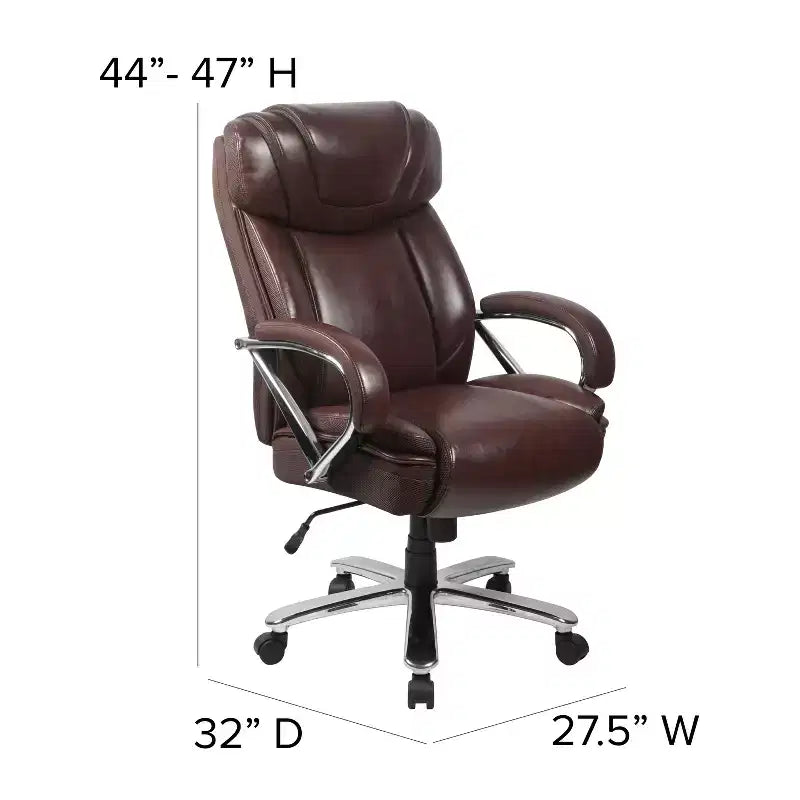 Chaise de bureau ergonomique pivotante en LeatherSoft, série HERCULES, grande taille, capacité de 225 kg