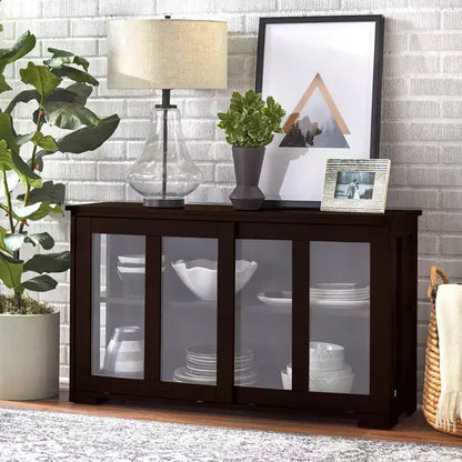 Meuble bas avec portes coulissantes en verre
