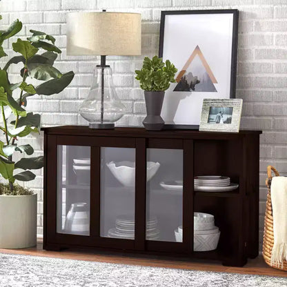 Meuble bas avec portes coulissantes en verre