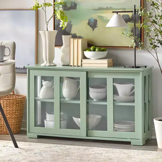 Meuble bas avec portes coulissantes en verre