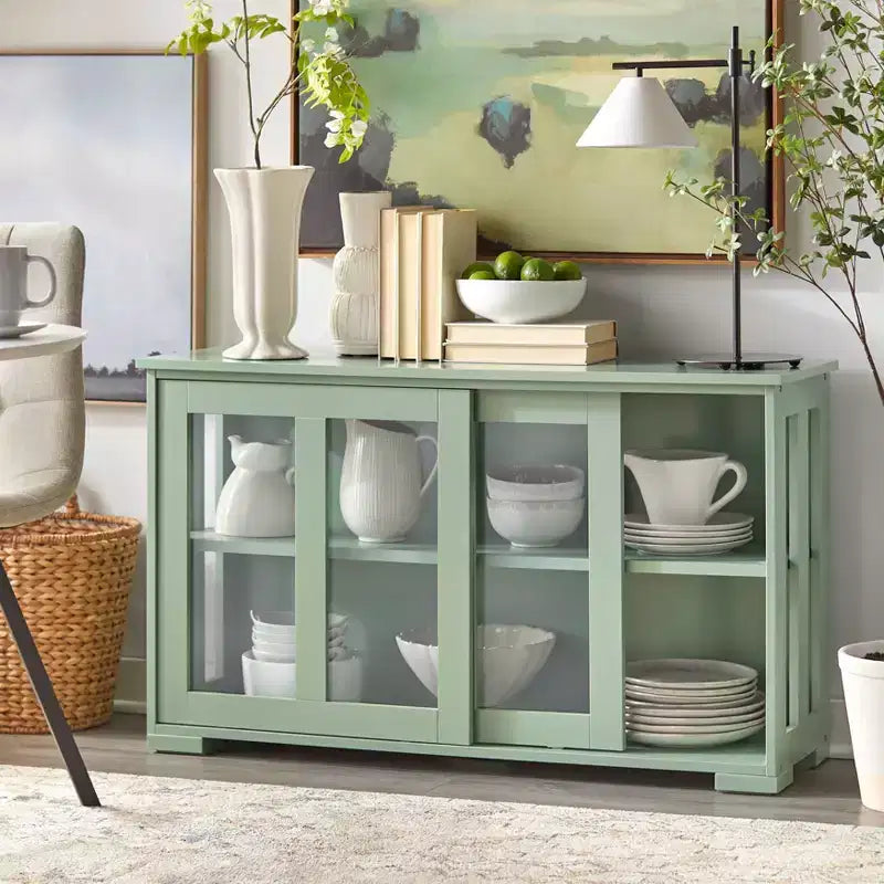 Meuble bas avec portes coulissantes en verre