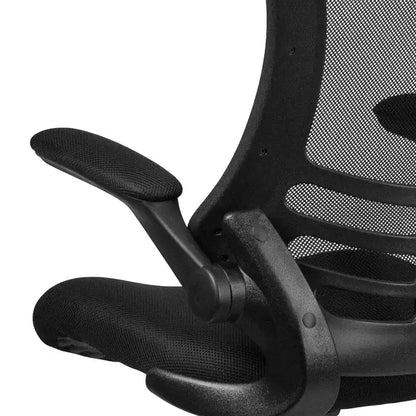Chaise de bureau ergonomique mi-hauteur en maille noire avec anneau réglable et accoudoirs relevables