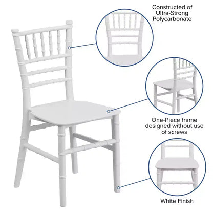 Chaise Chiavari en résine pour enfants, toutes occasions, pour la maison et la location