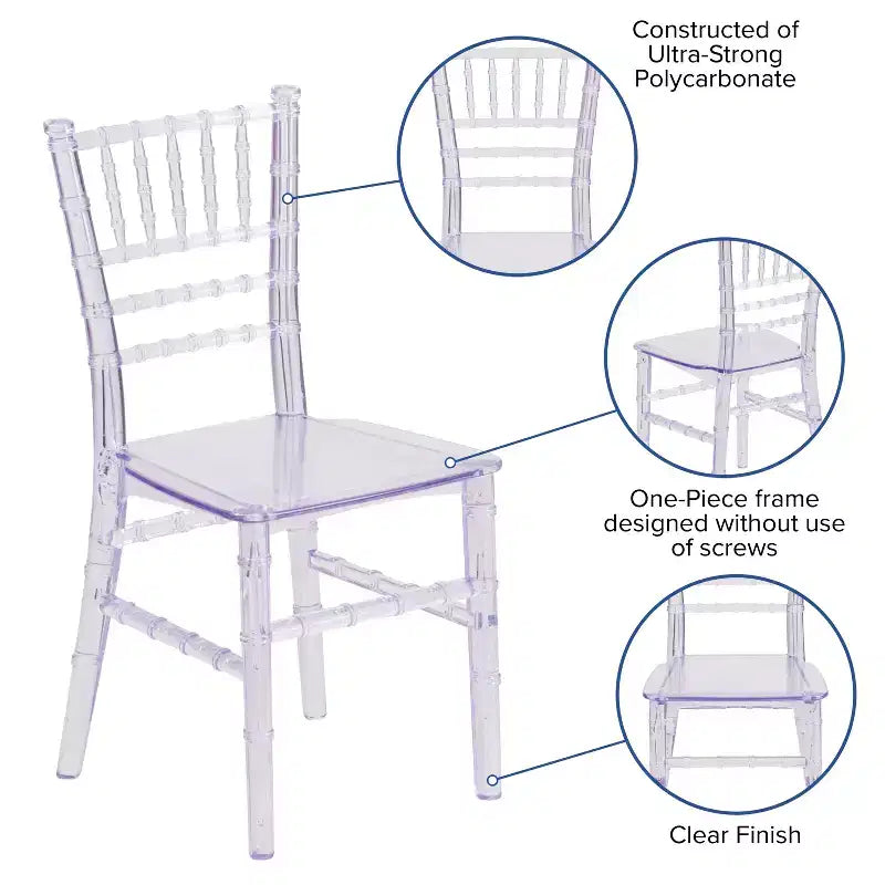 Chaise Chiavari en résine pour enfants, toutes occasions, pour la maison et la location