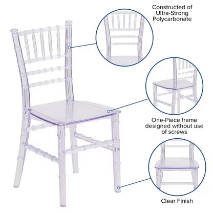 Chaise Chiavari en résine pour enfants, toutes occasions, pour la maison et la location