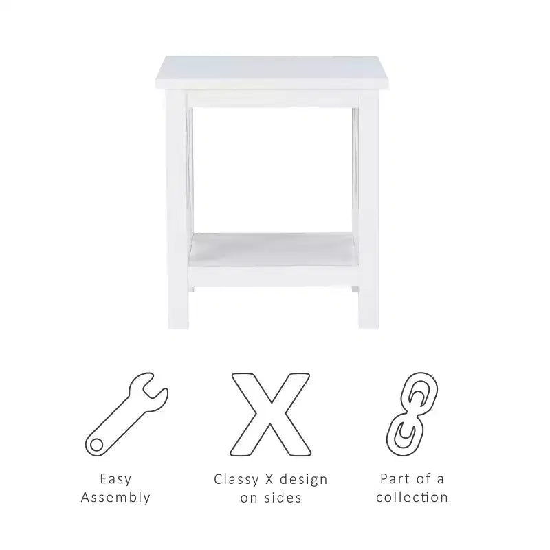 Table d'appoint en pin massif avec étagère inférieure, finition noire, 50,8 cm L x 43,2 cm P x 55,9 cm H