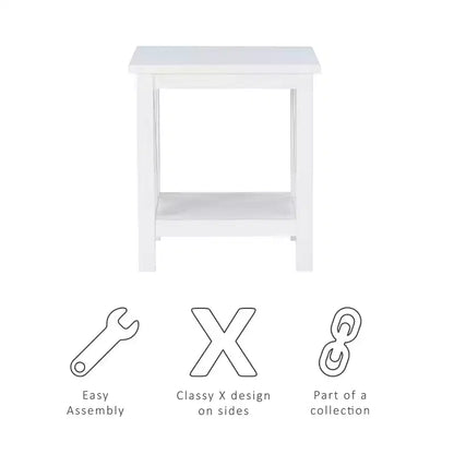 Table d'appoint en pin massif avec étagère inférieure, finition noire, 50,8 cm L x 43,2 cm P x 55,9 cm H